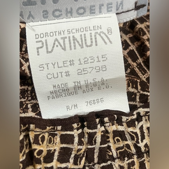 DOROTHY SCHOELEN PLATINUM TAN/ BROWN VINTAGE WIDE LEG ELASTIC WAIST PANTS SZ 16 - Picture 9 of 10